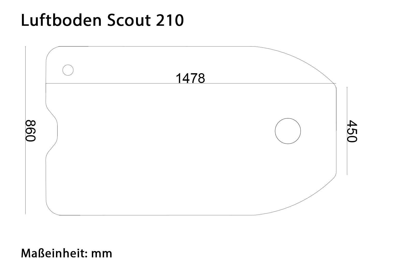 Allroundmarin Scout Schlauchboot 210 mit Luftboden Dimensionszeichnung Boden