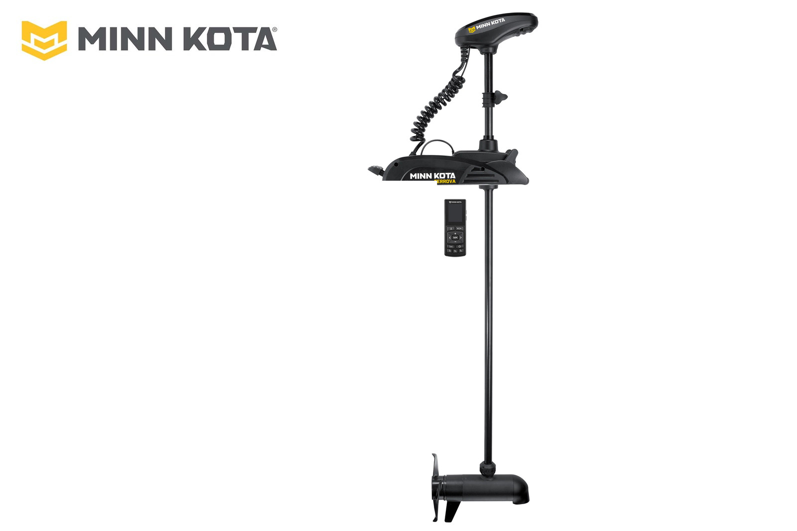 Minn Kota Terrova 2 mit 152 cm Schaft ohne Geber, Seitenansicht mit Wireless Remote und Richtungssensor