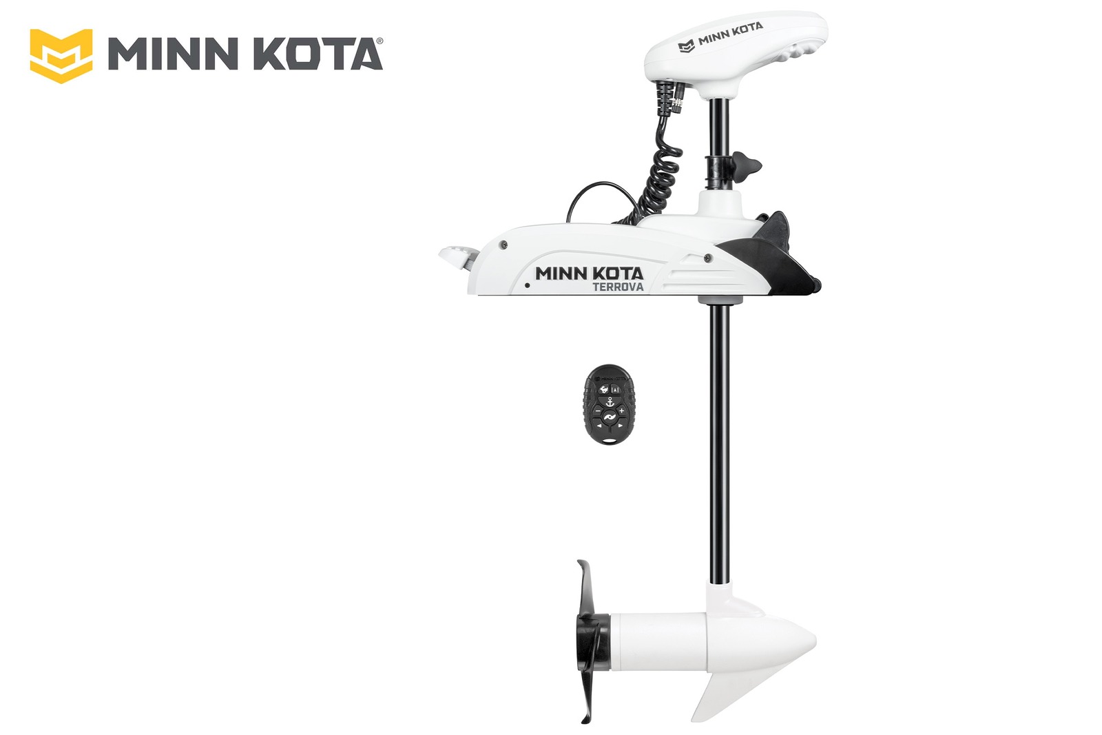 Minn Kota Riptide Kayak Terrova 2 in Weiß, Seitenansicht mit Micro Remote