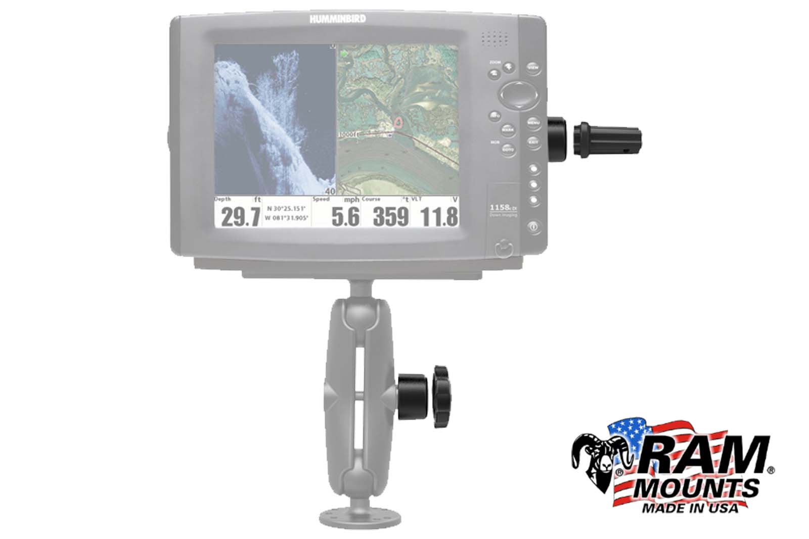 RAM Mounts RAP-S-KNOB5-GU Rändelschrauben Sicherheits-Set Montagebeispiel
