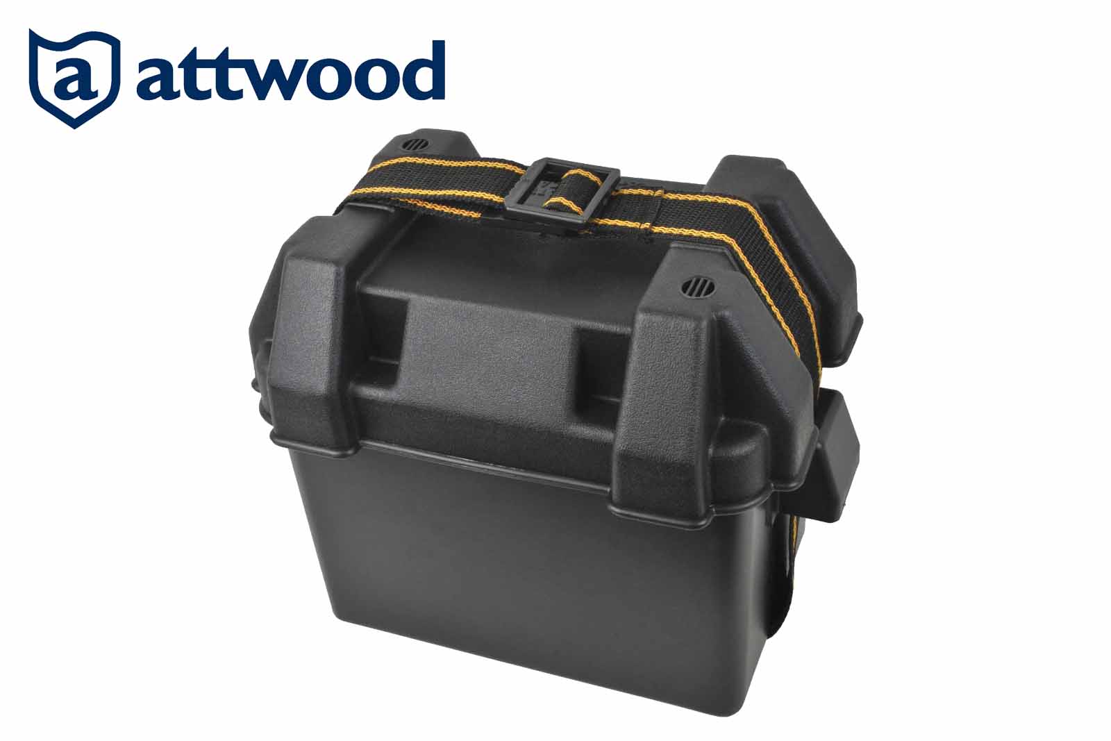 Attwood PowerGuard Batteriekasten U1 mit Gurtband – aus der Vogelperspektive betrachtet