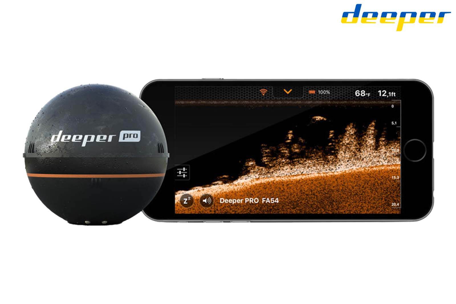 Deeper Smart Sonar Pro eigene KartenSonarbild auf Smartphone