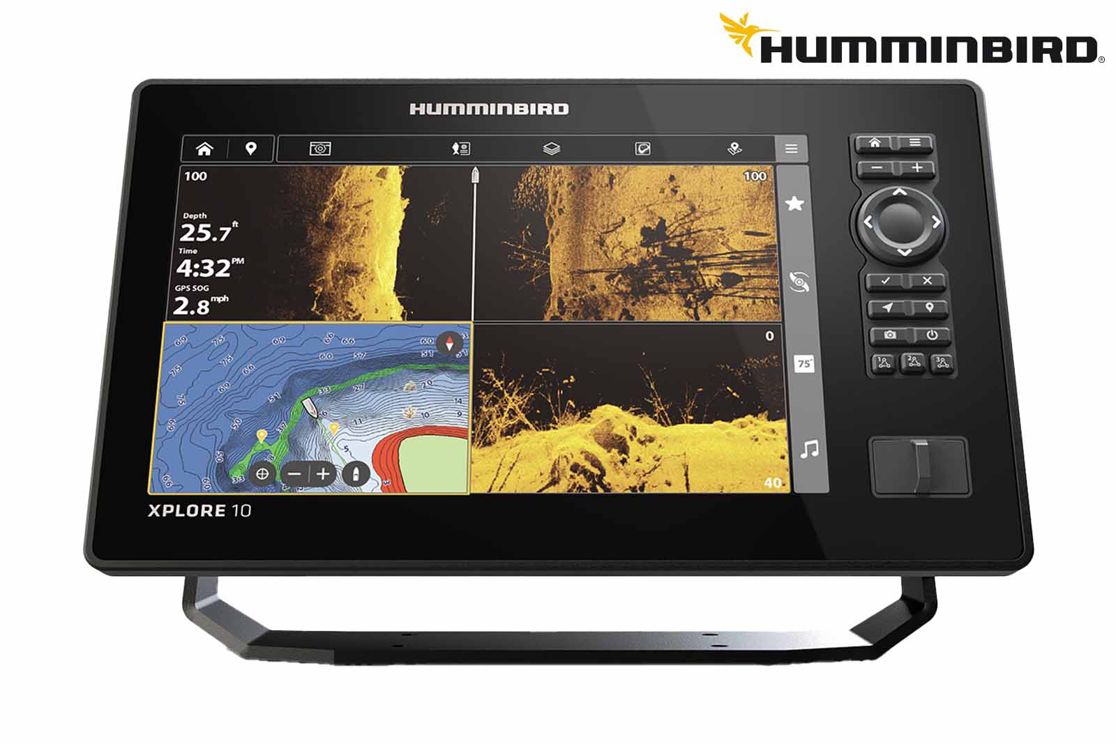Humminbird XPLORE 10 Echolot Frontansicht SplitScreen