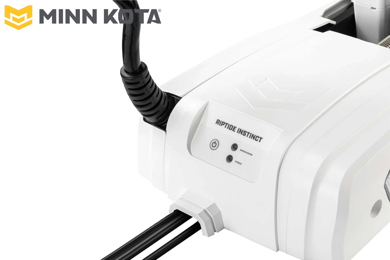 Minn Kota Riptide Instinct QUEST Elektro-Bootsmotor Motorstatus rechts weiß