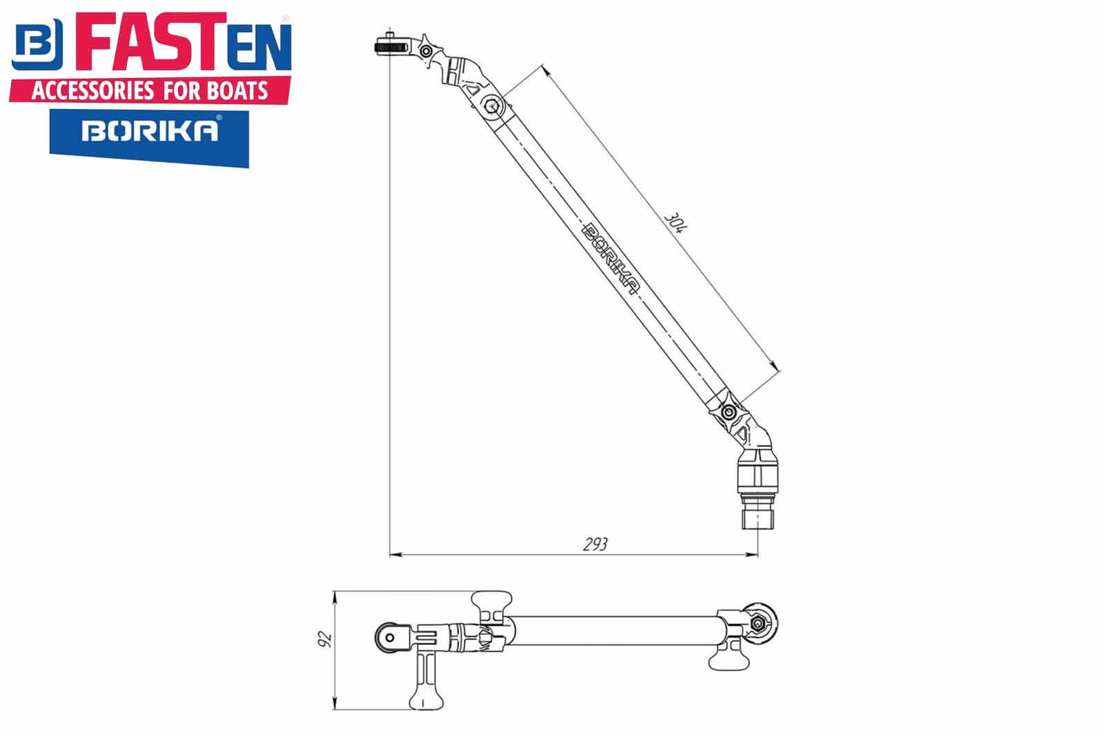 Fasten Kamerahalterung, dreh- und neigbar, 450 mm, Dimensionszeichnung