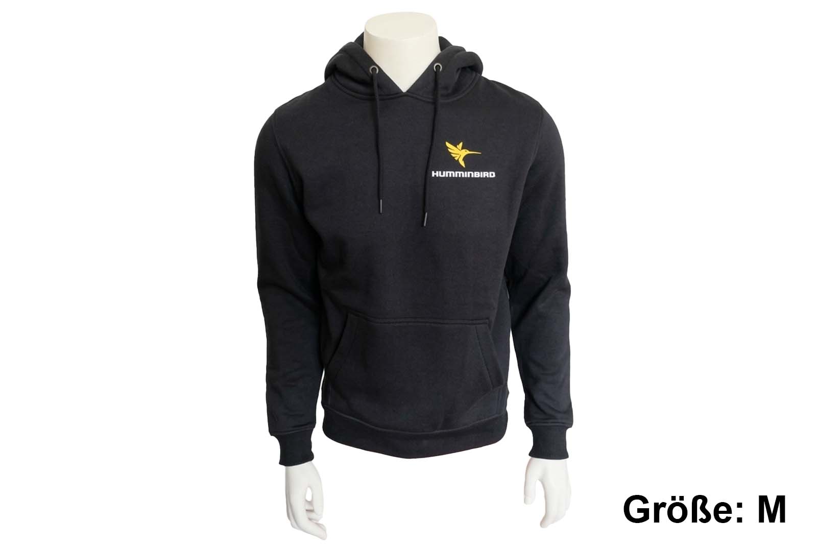 Humminbird Hoodie, schwarz mit Aufdruck, Größe M