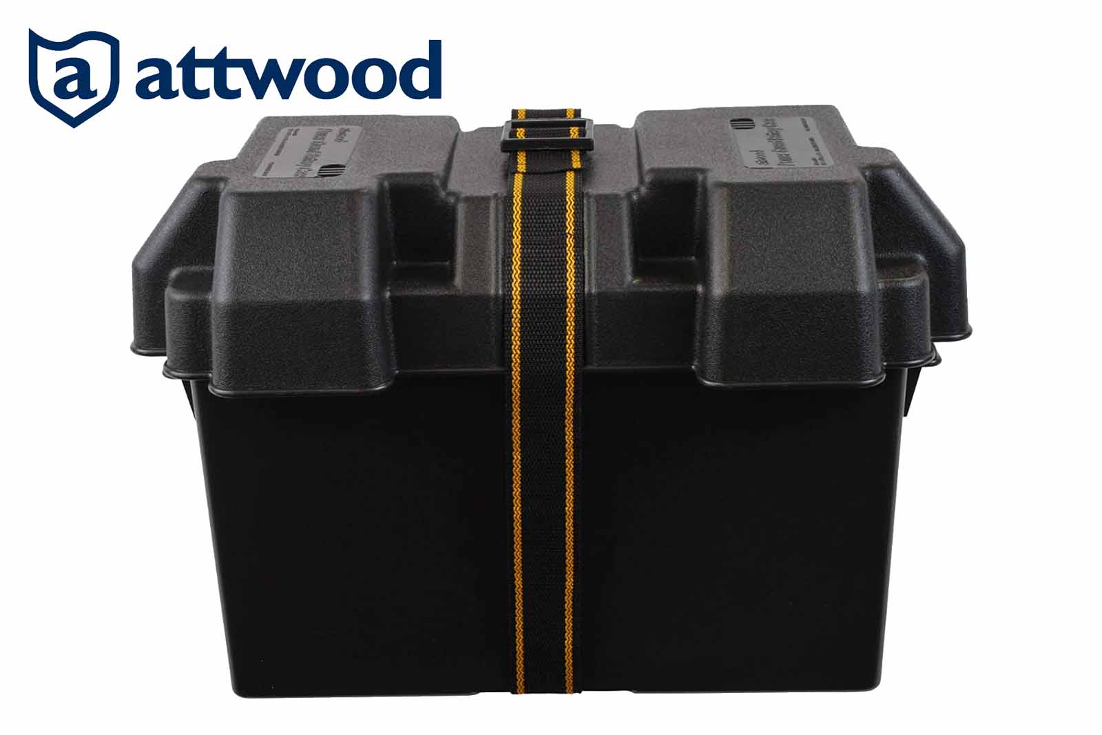 Attwood PowerGuard Batteriekasten 27M mit Gurtband – Vorderansicht