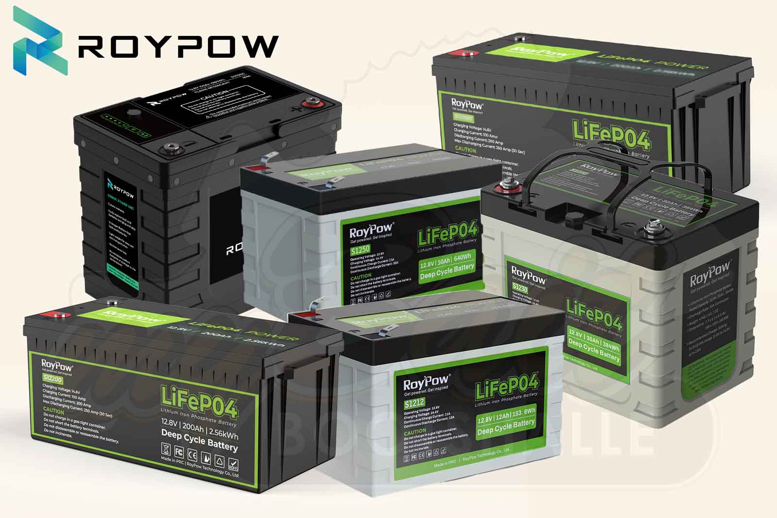 RoyPow LiFePO4 Batterie wasserfest - 6 Ausführungen