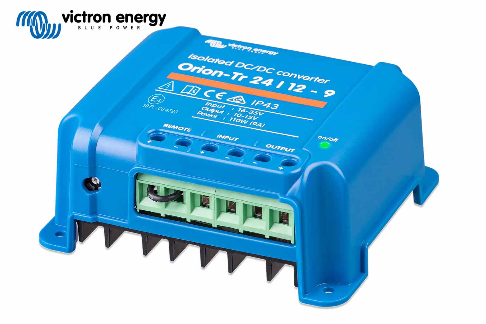 Victron Orion-Tr Isolated 24/12-9 DC-DC Wandler, Seitenansicht links mit Kühlrippen