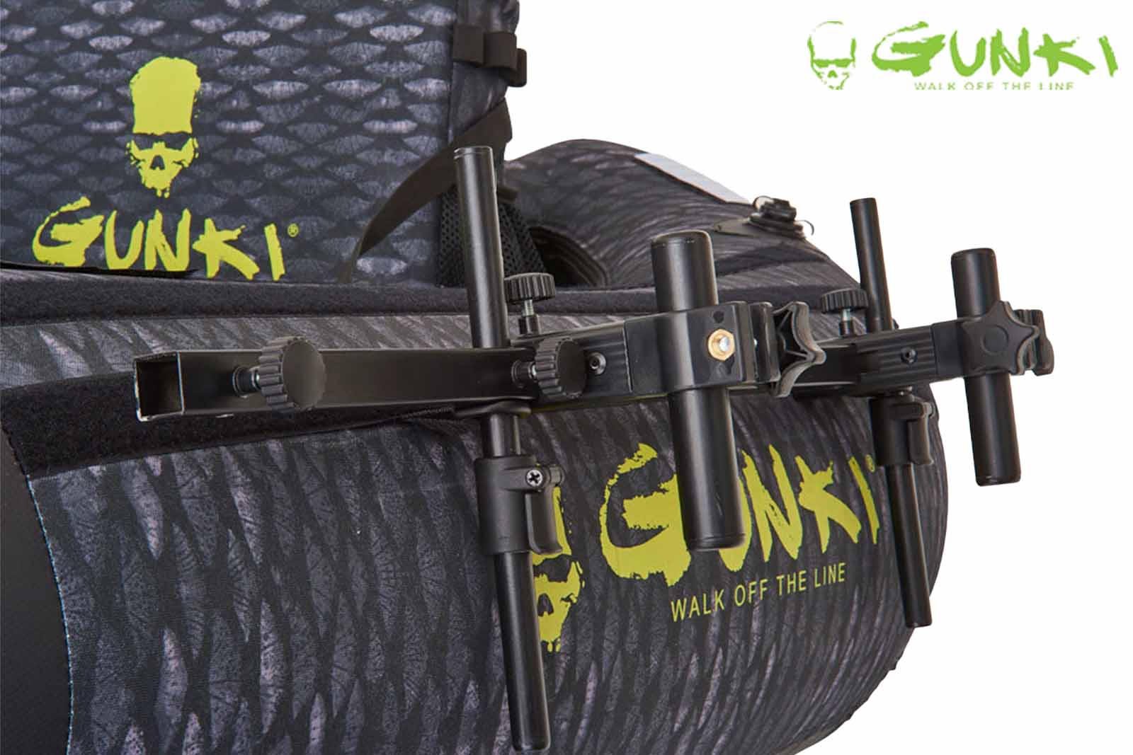 Gunki Ausleger für Belly Boats Detaiansicht montiert
