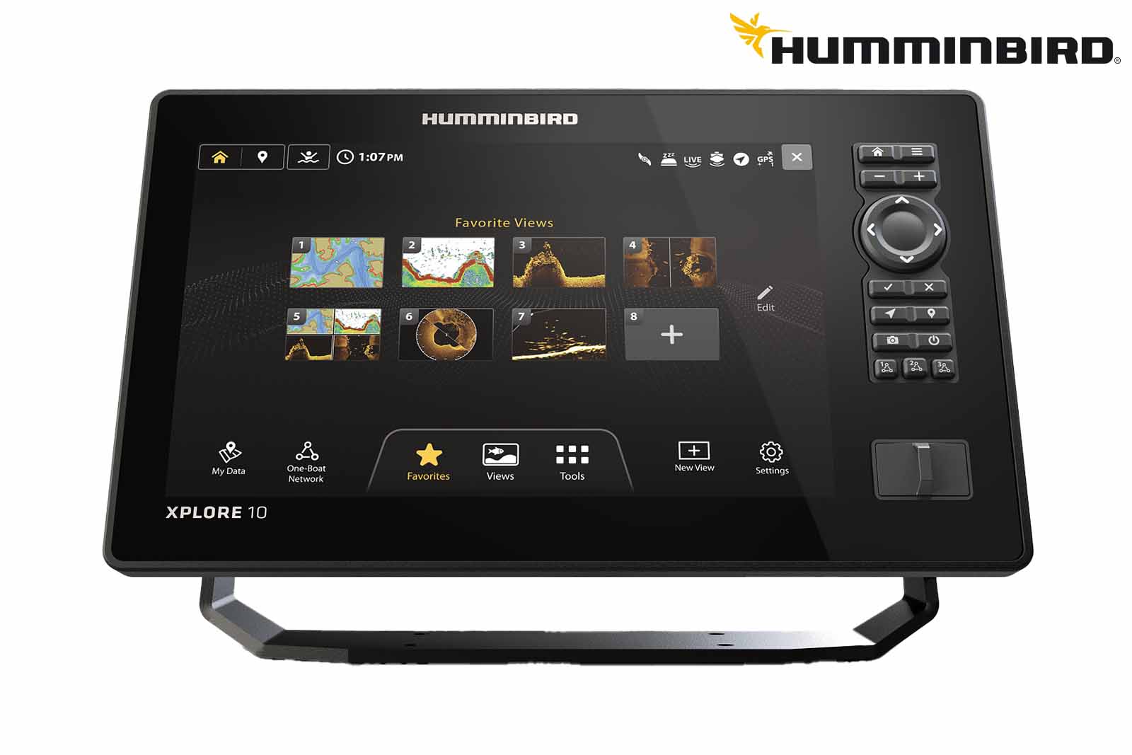Humminbird XPLORE 10 Echolot Home Bildschirm Frontansicht