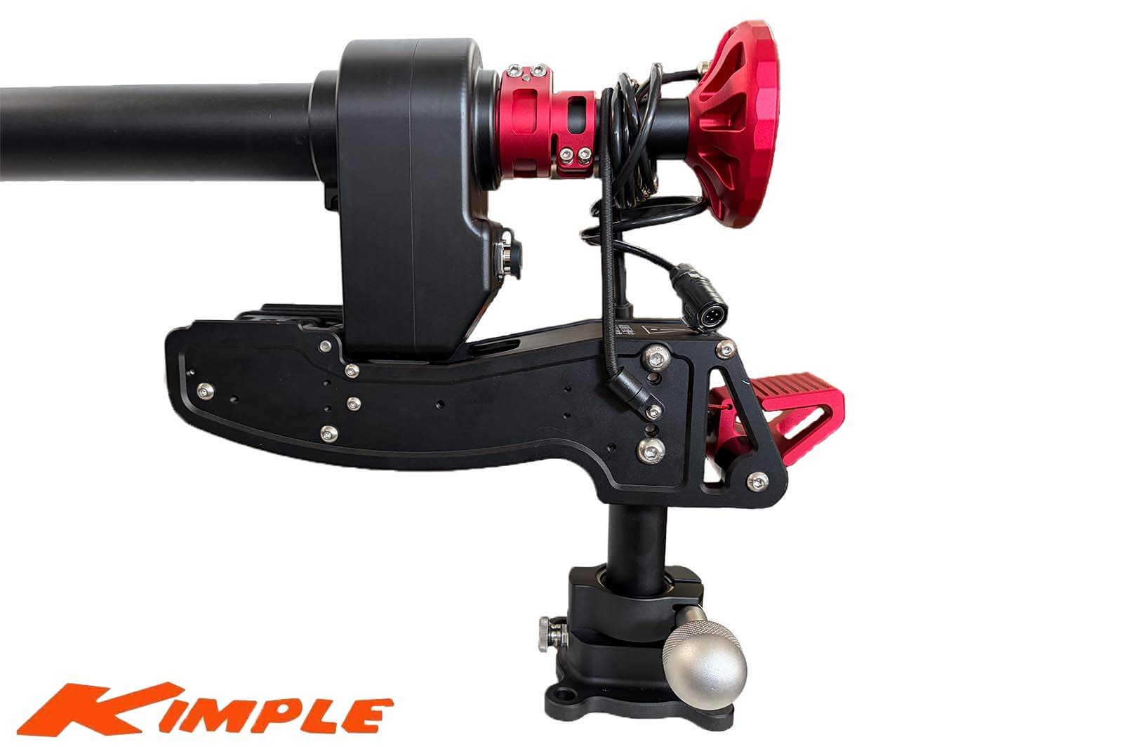 Kimple Foot Controlled Electric Transducer Mount Detailansicht Halterung mit oberem Teil und Stellschraube