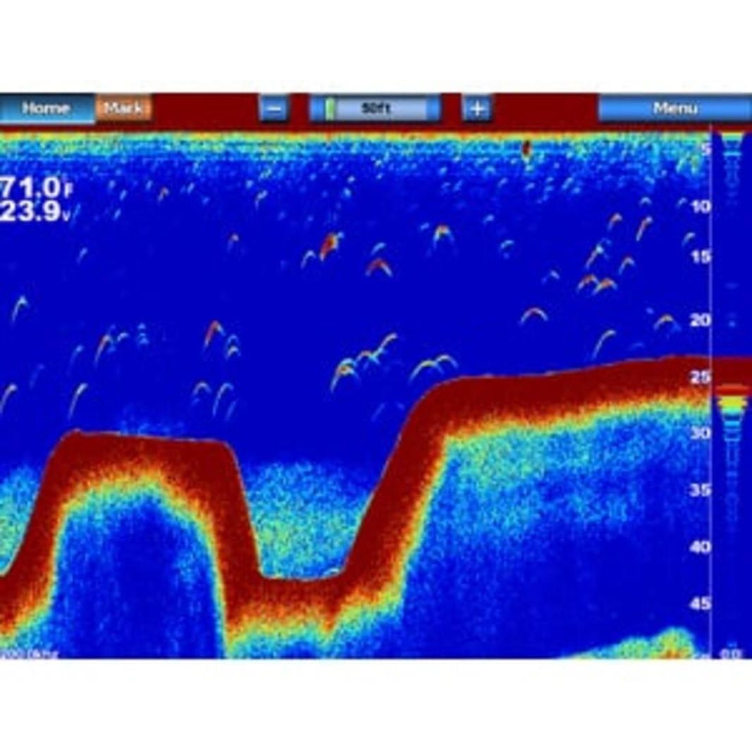 Garmin GSD 24 Echolotmodul, Echolotbild auf dem Kartenplotter