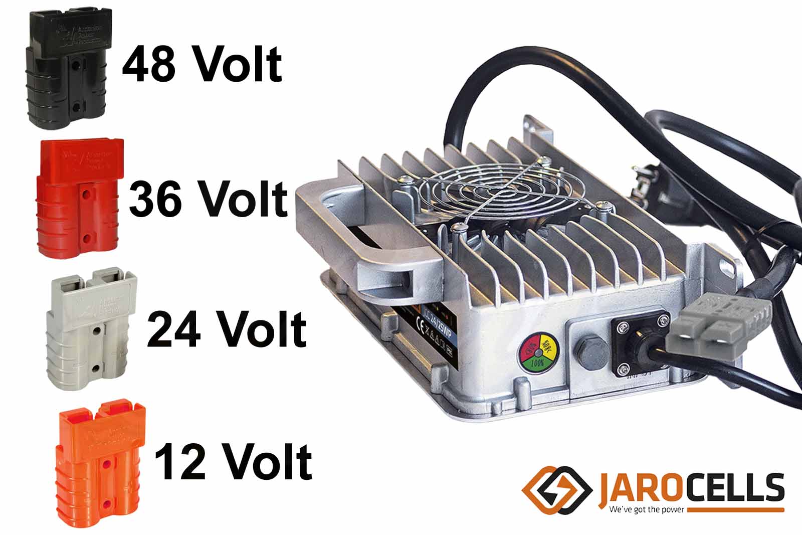 Jarocells LiFePO4 Lithium-Ladegerät, Aluminium, wasserdicht IP65