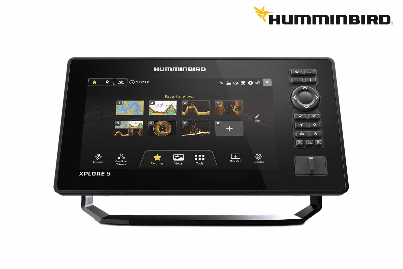 Humminbird XPLORE  9 Echolot Frontansicht Homescreen