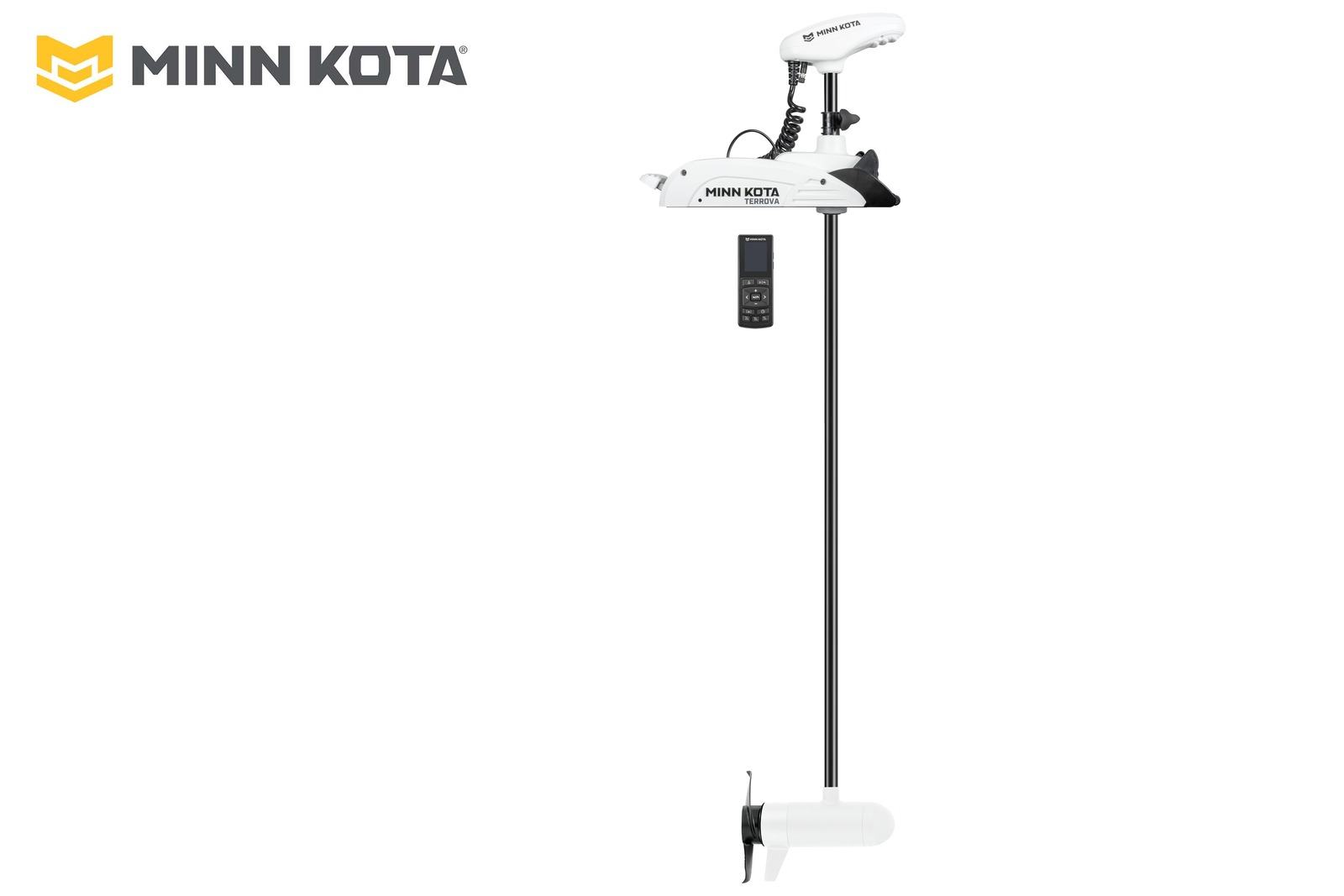 Minn Kota Riptide Terrova 2 mit 220 cm Schaft, Seitenansicht mit Wireless Remote
