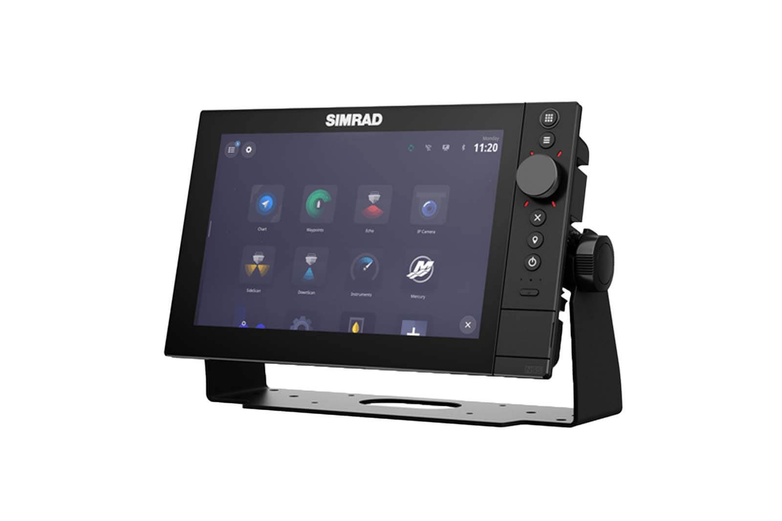 Simrad NSS 4 10-Zoll Echolot und Kartenplotter mit Sonar mit Bügelhalterung, Ansicht links