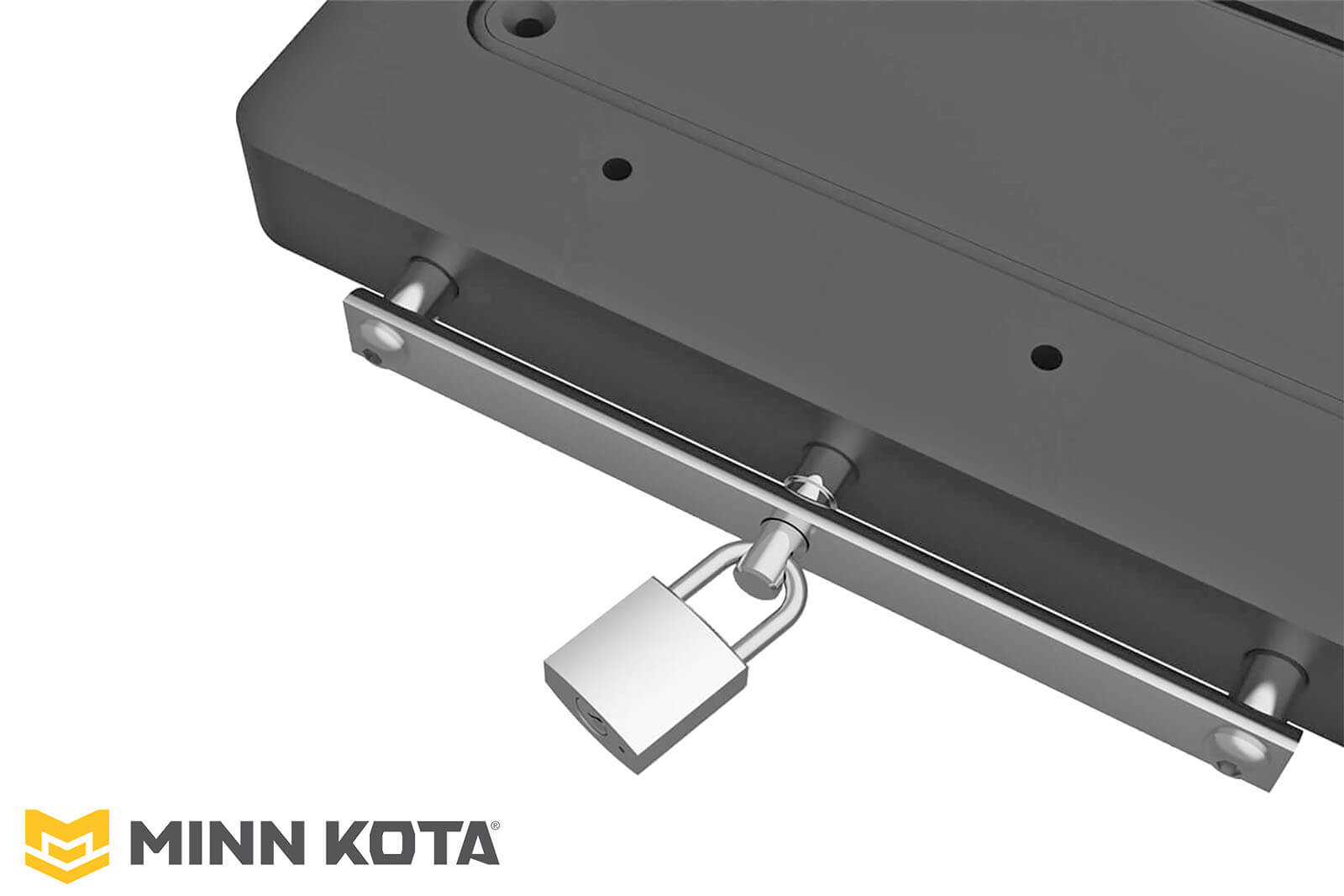 Minn Kota Montageplatte Heavy Duty MKA-53 in Schwarz Detailansicht Verschluss