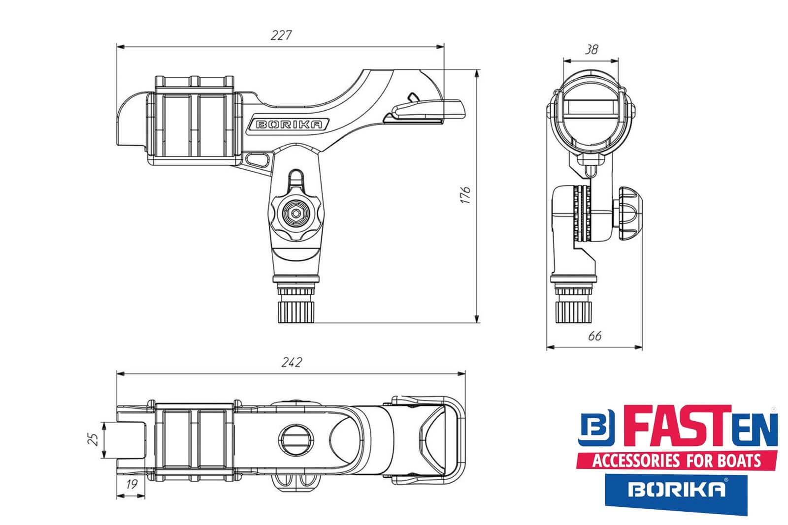 Fasten Rutenhalter Dimensionszeichnung