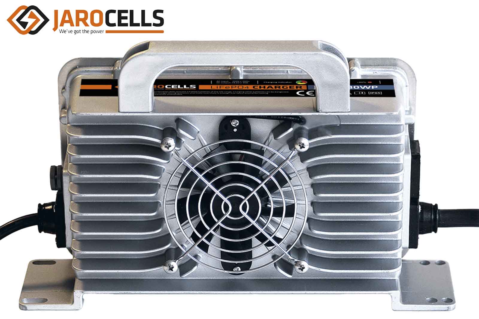 Jarocells LiFePO4 Lithium-Ladegerät, Aluminium, wasserdicht IP65, Lüfter