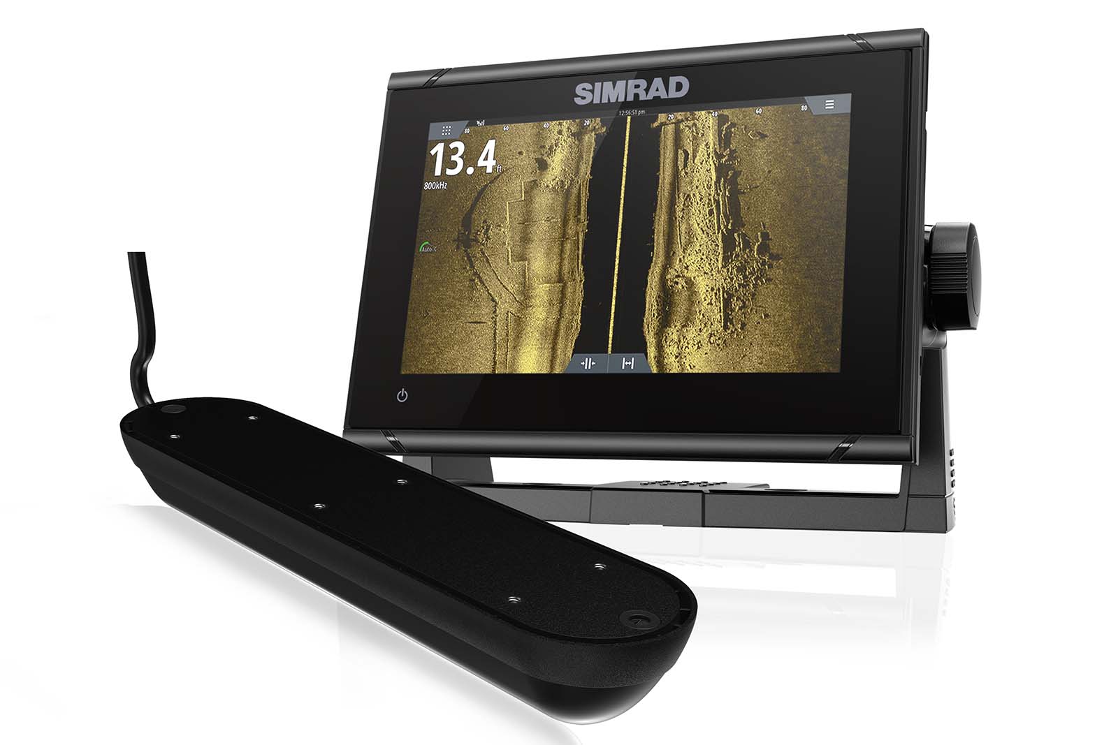 Simrad GO7 XSR Echolot mit ActiveImaging Geber und Bügelhalterung