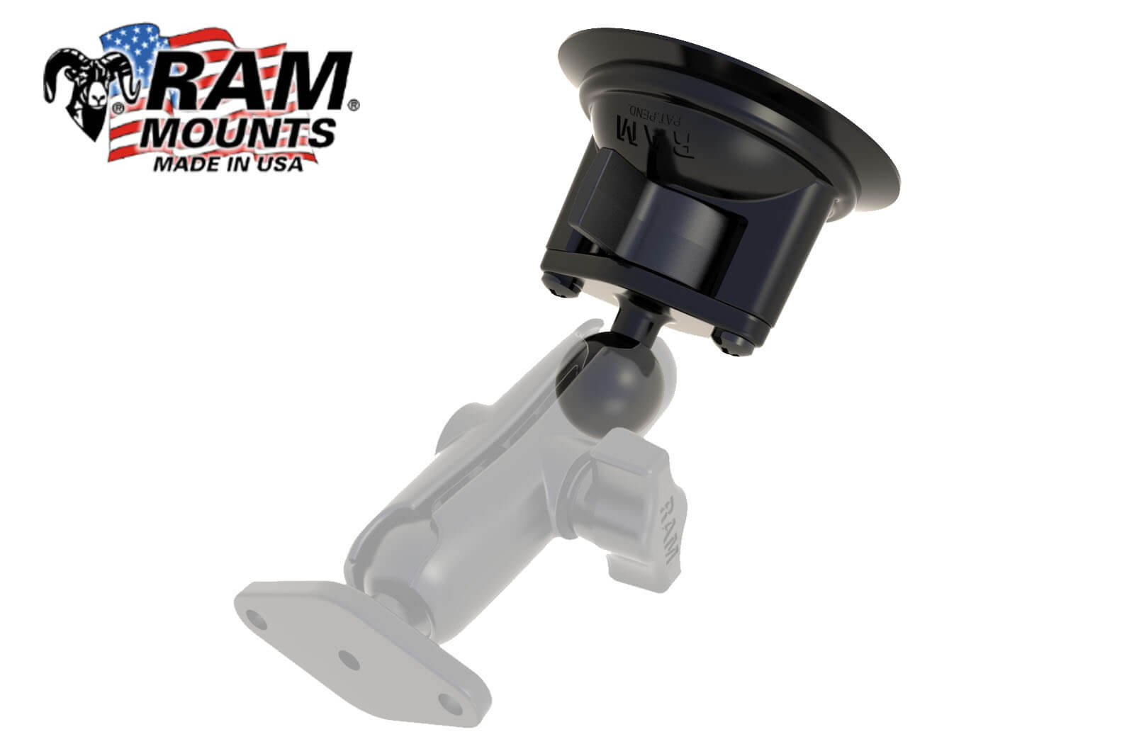 RAM Mounts RAM-B-224-1 Saugnapf mit Diamond-Basisplatte B-Kugel - Montagebeispiel