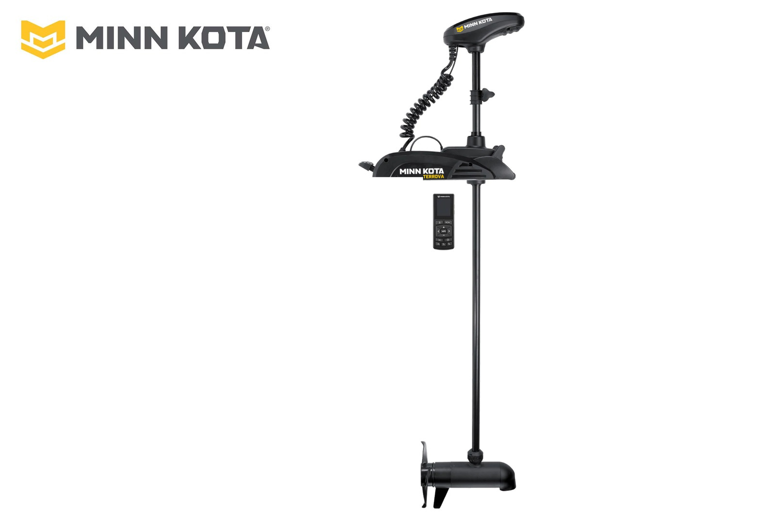 Minn Kota Terrova 2 mit 137 cm Schaft ohne Geber, Seitenansicht mit Wireless Remote und Richtungssensor
