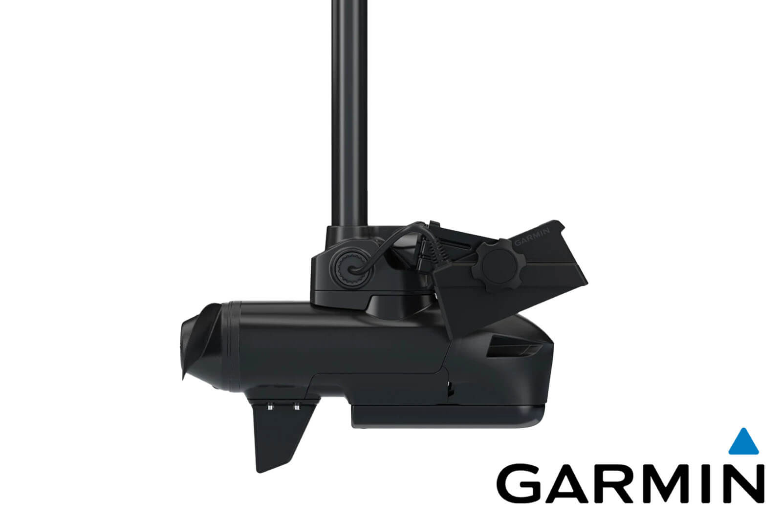 Garmin Force Kraken Elektro-Bootsmotor schwarz mit angeschlossenem LiveScope-Geber