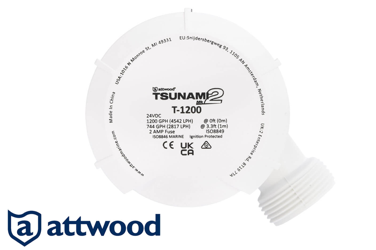 Attwood Tsunami Mk2 Bilgepumpe | Lenzpumpe T1200 24V - oben