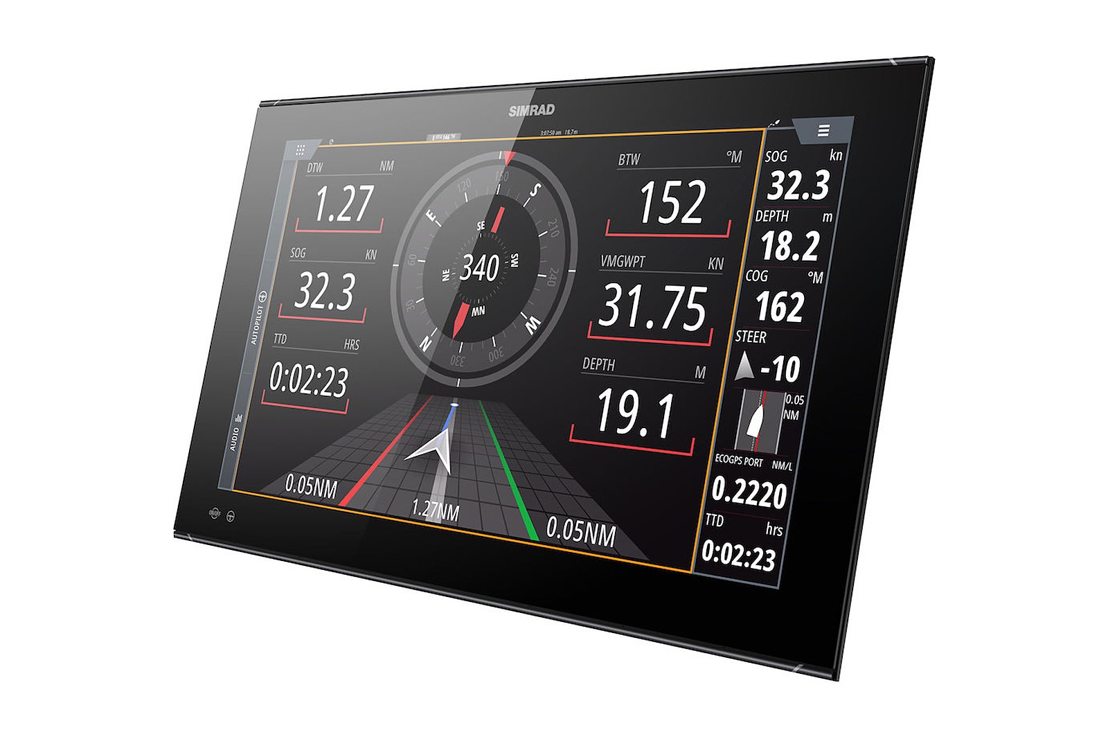 Simrad NSO evo3S 24 Zoll Kartenplotter, Instrumenten-Ansicht