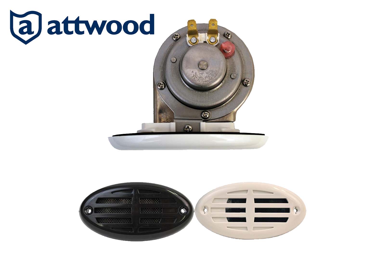 Attwood Einbauhorn mit schwarzer und weißer Blende