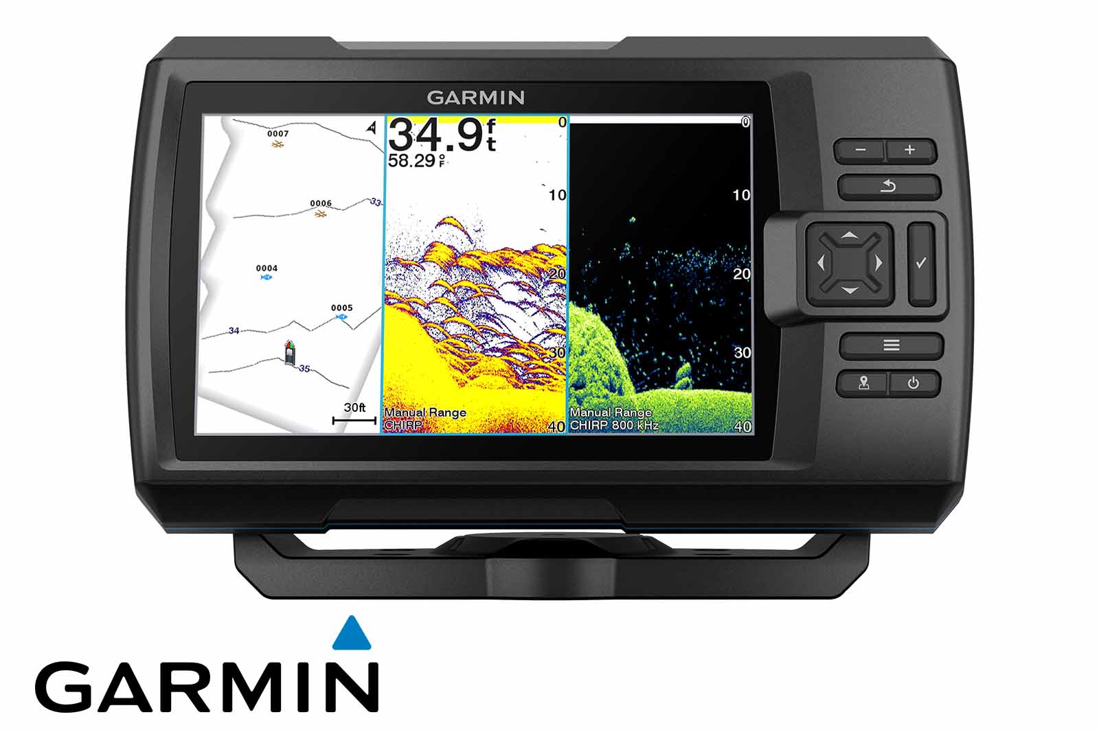 Garmin STRIKER Vivid 7cv Echolot SplitScreen 3 Bereiche, Frontansicht