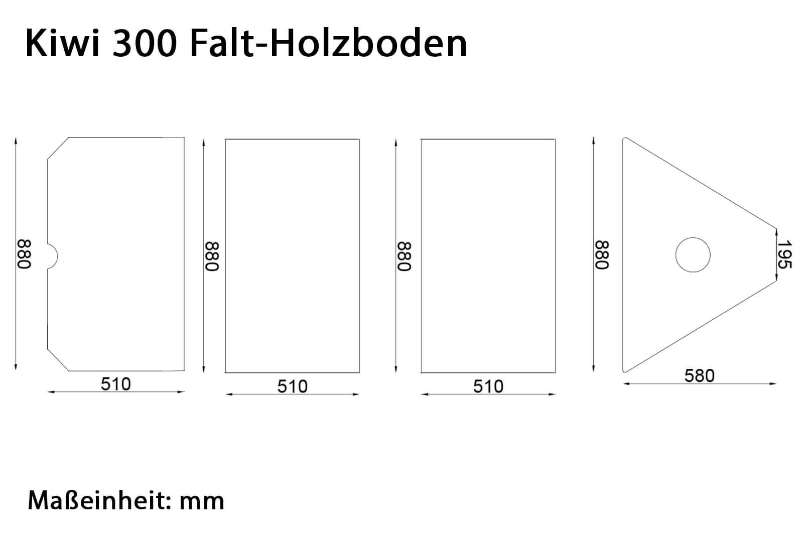 Allroundmarin Kiwi Schlauchboot 300 Dimensionszeichnung Falt-Holzboden