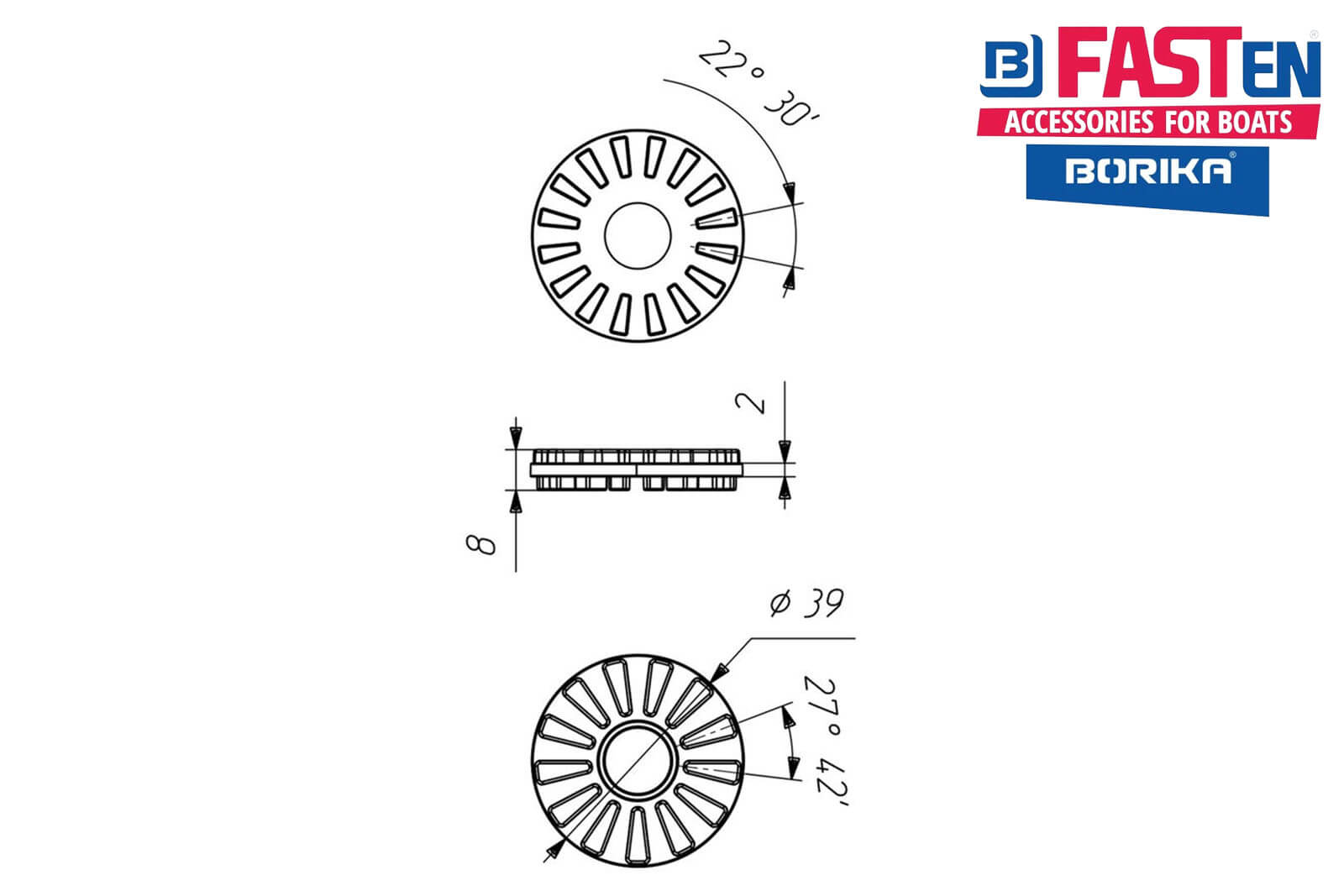 Fasten Adapter für Scotty Dimensionszeichnung