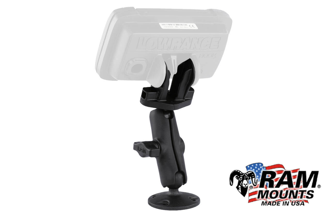 RAM Mounts Echolothalterung RAM-B-101-LO12 für Lowrance Montagebeispiel Rückseite