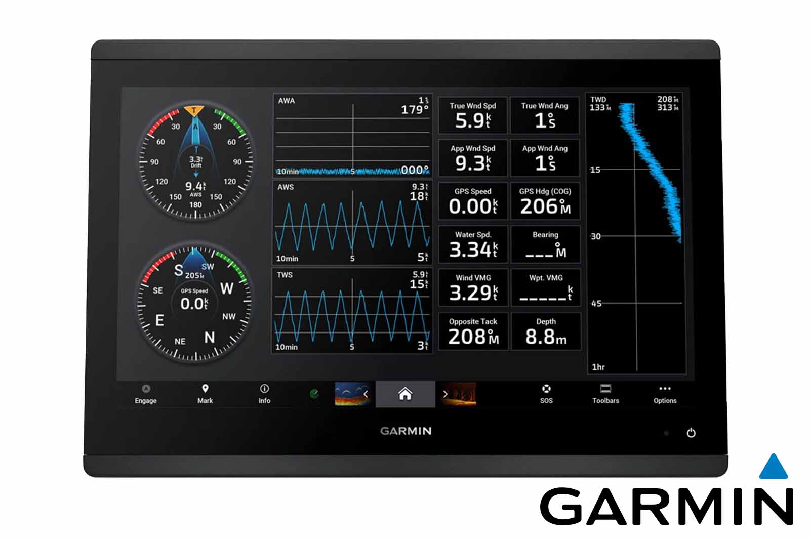 Garmin GPSMAP 1623 Kartenplotter ohne Sonar Instrumente Frontansicht