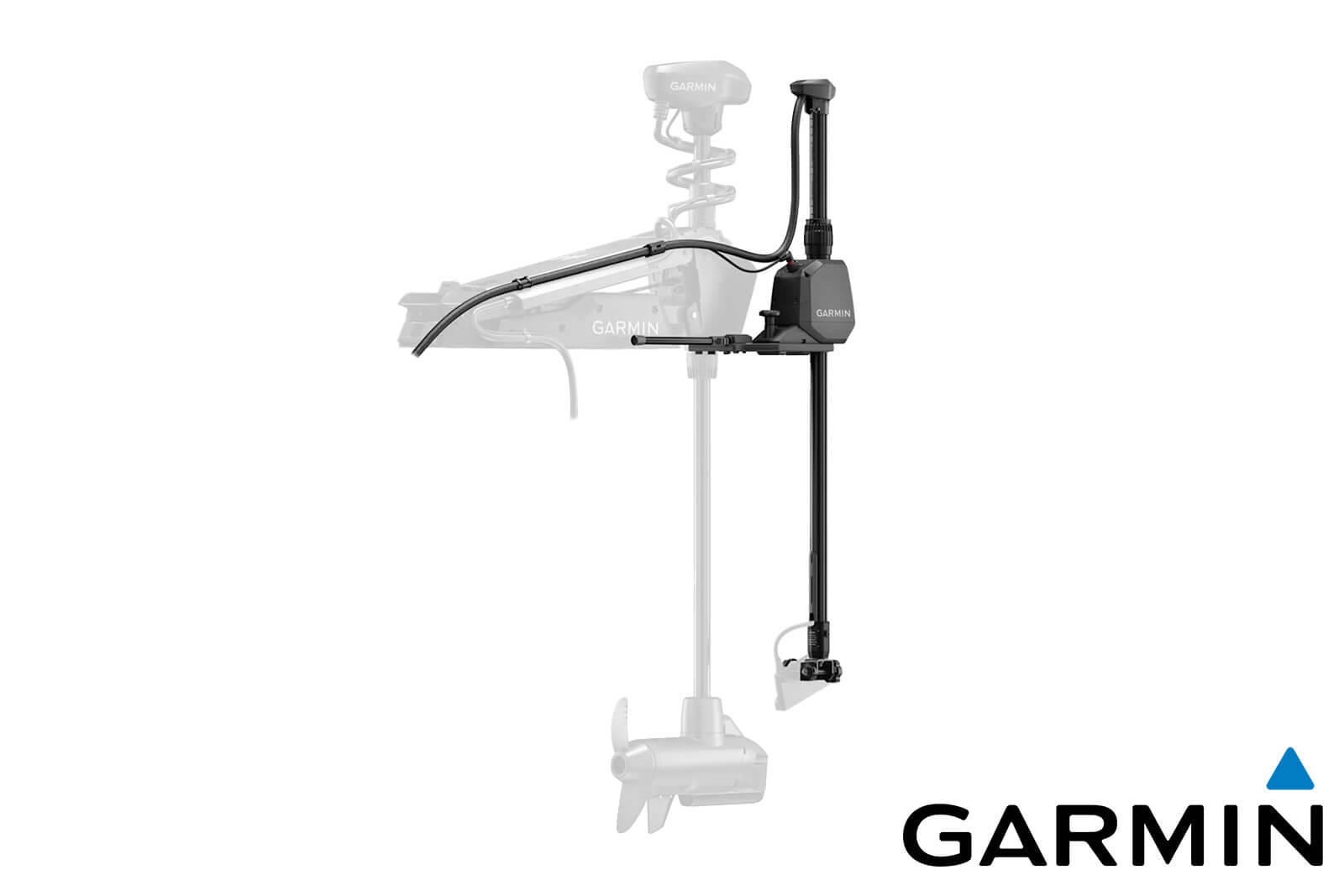 Garmin Spy Pole Elektrische Geberstange ohne Geber Detailansicht Motormontage