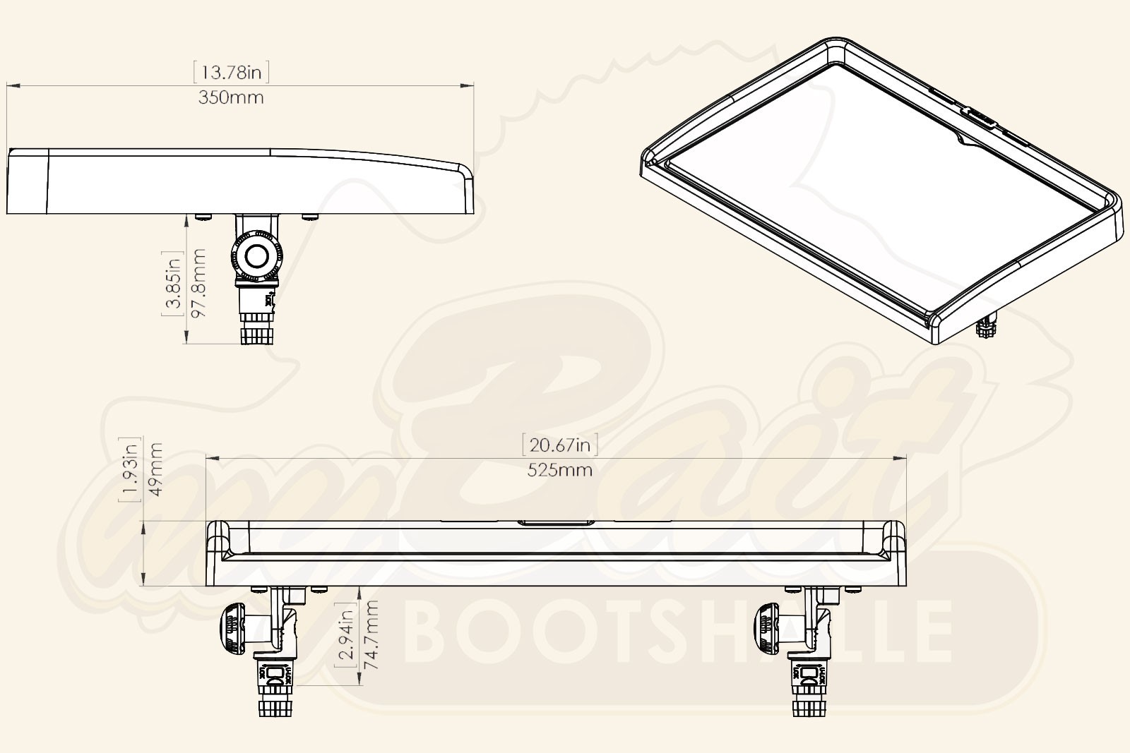 Railblaza Fillet Table II Dimensionszeichnung