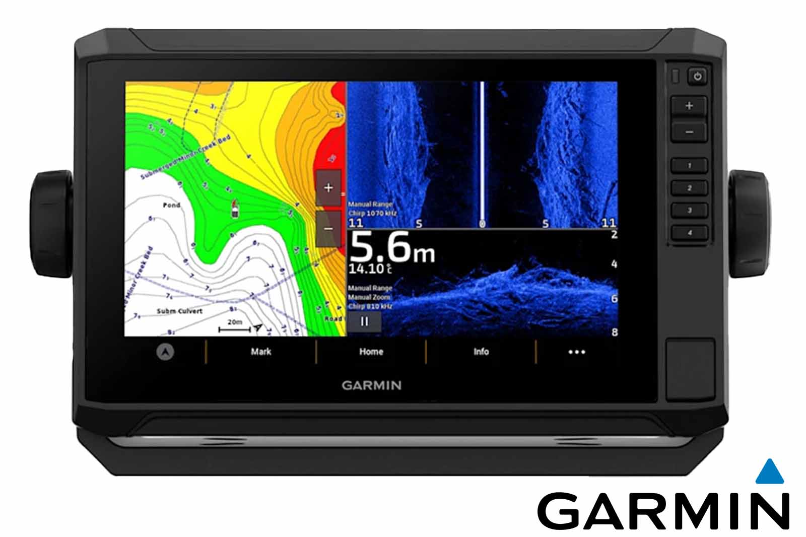 Garmin ECHOMAP UHD2 92sv Echolot SplitScreen Frontansicht