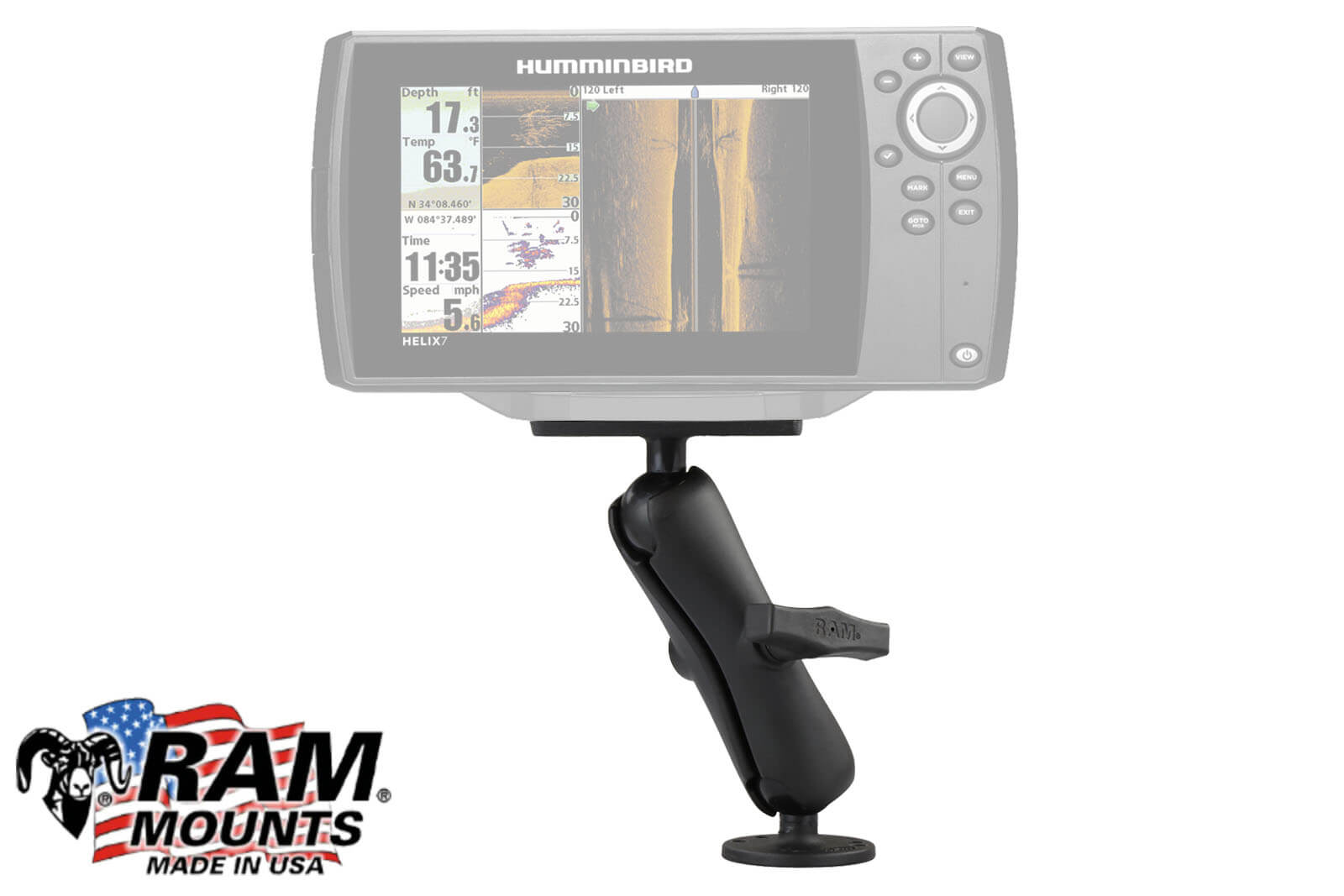 RAM Mount Echolothalterung Humminbird Echolote, RAM-202-24-202U, Beispielmontage