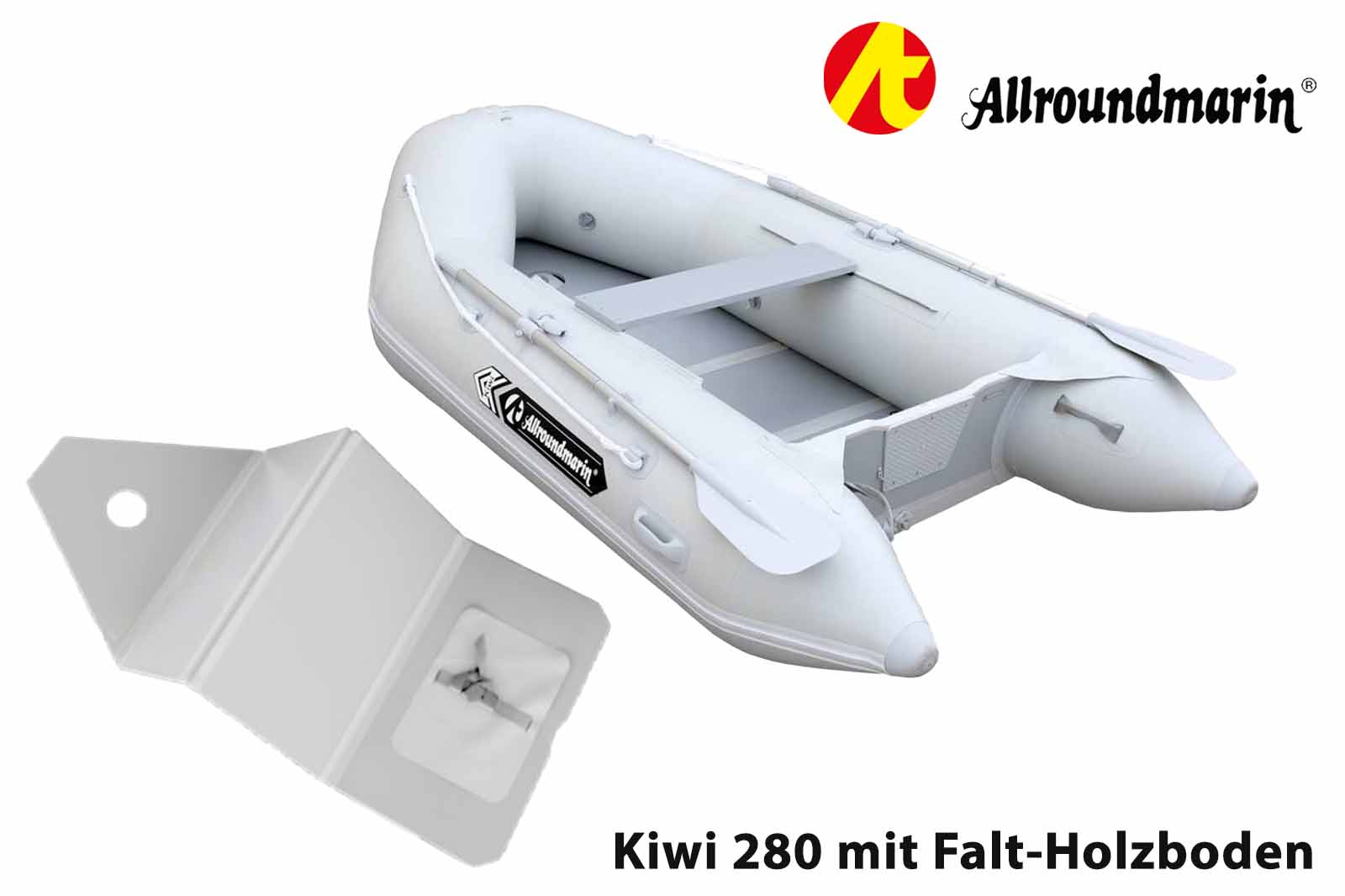 Allroundmarin Kiwi Schlauchboot 280 in Grau mit Falt-Holzboden
