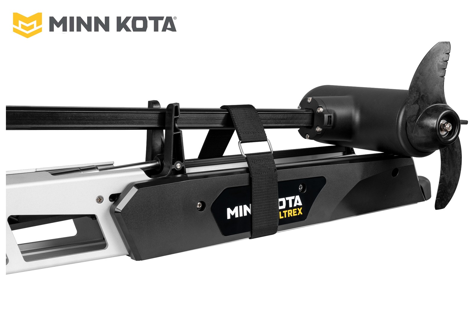 Minn Kota Ultrex QUEST 2 eingeklappt mit Sicherungsgurt