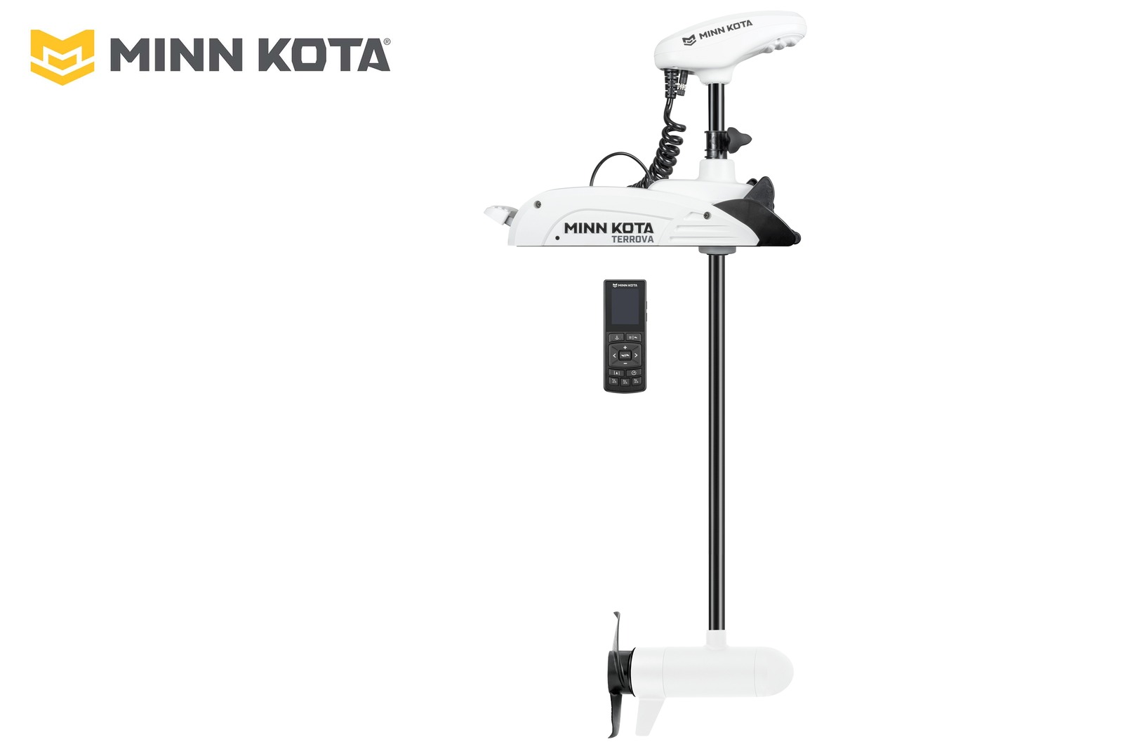 Minn Kota Riptide Terrova 2 mit 137 cm Schaft, Seitenansicht mit Wireless Remote