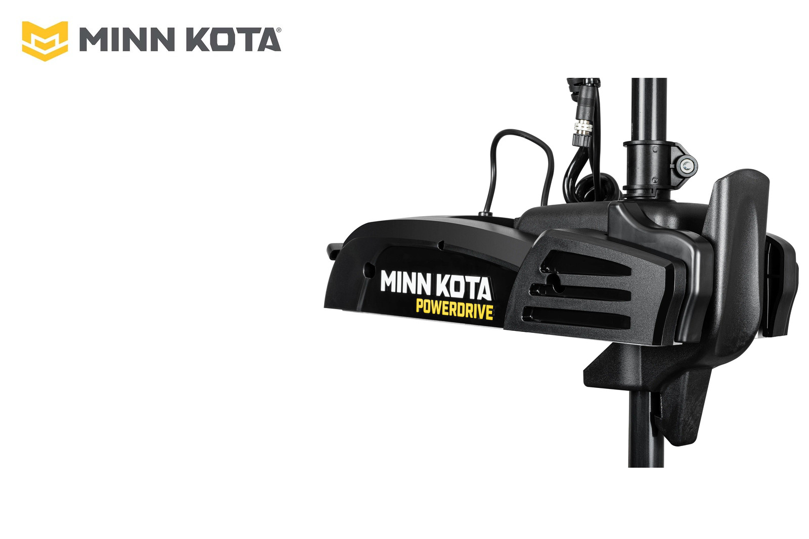 Minn Kota PowerDrive 2, Halterung und Steuerkopf schräg von vorn