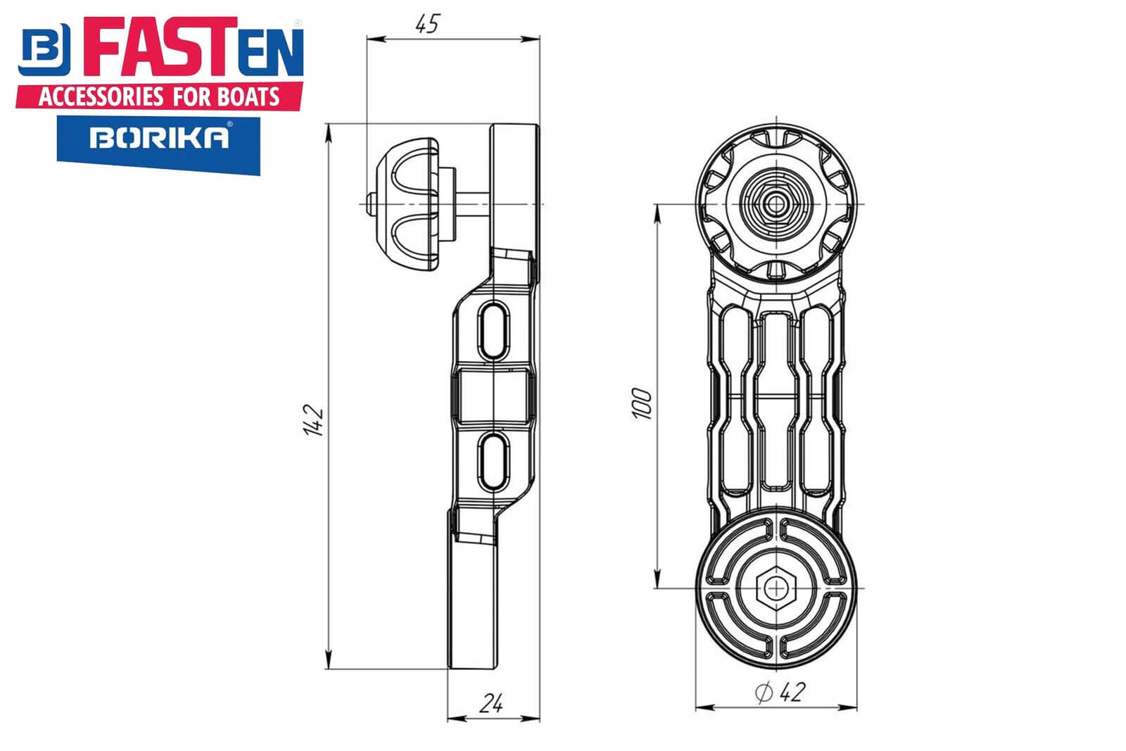 Fasten Verlängerung 142 mm  Dimensionszeichnung