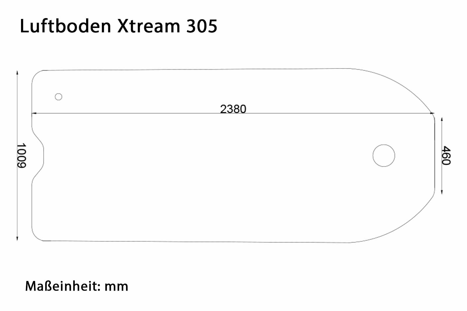 Allroundmarin Xtream Schlauchboot 305 mit Luftboden Dimensionszeichnung Boden