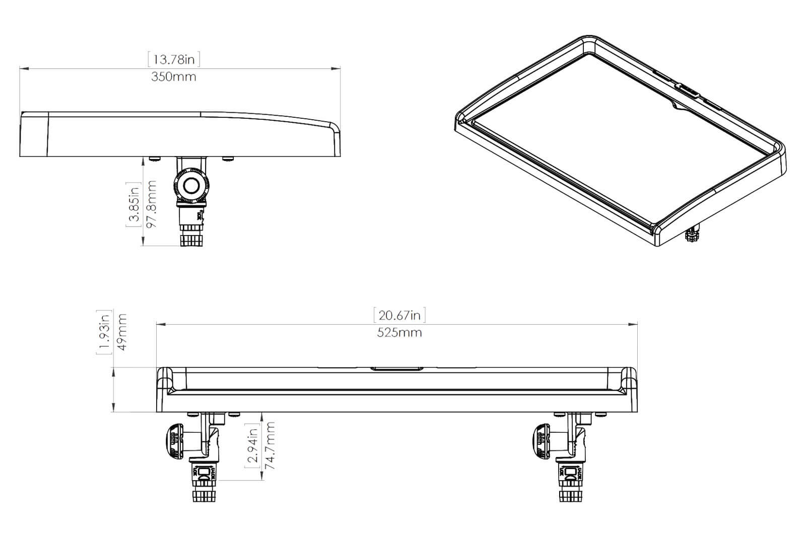 Railblaza Fillet Table II Dimensionszeichnung